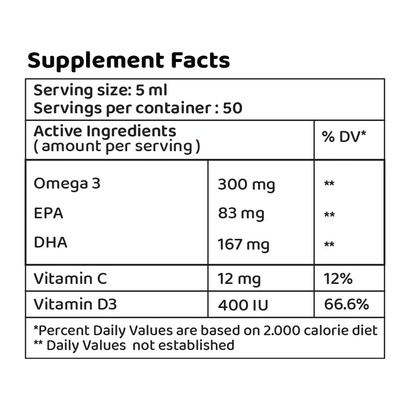 Chicks Omega D3 supplement facts