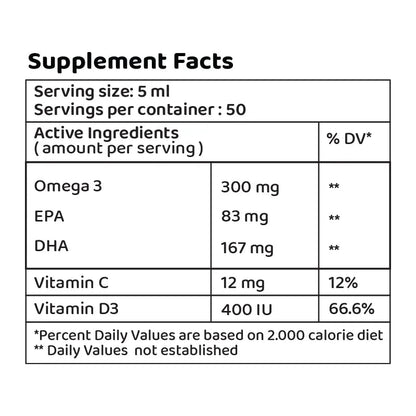Chicks Omega D3 supplement facts